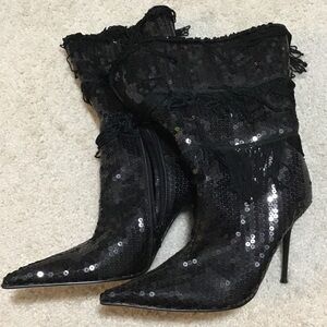Elegant Black Sequin fringe Women's Boots by Highest Heel  8